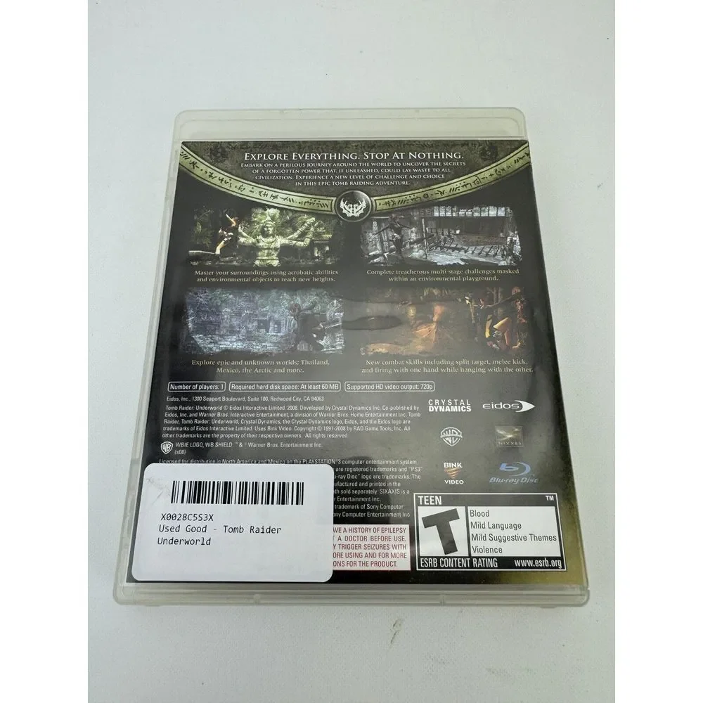 Tomb Raider: Underworld (Sony PlayStation 3,‎ 2008) CIB Tested Works